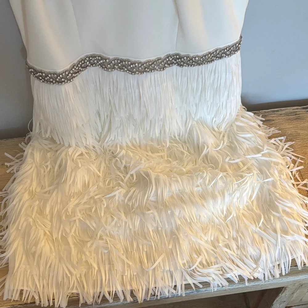 BHLDN Aidan Mattox Ivory Halter Cocktail Dress - Picture 3 of 6